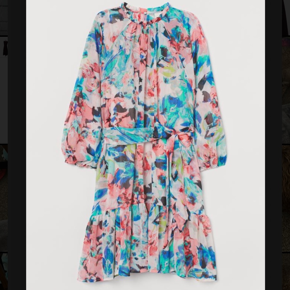 H&M - Drop Waist Bubble Sleeve Dress - Size L